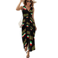 Robe longue d'été sans manches à col en V pour femme, motif drapeau iranien. Robe décontractée.
