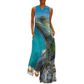 Robe longue maxi sans manches pour femme Iguana Ocean, col en V, coupe ample, unie, avec poches